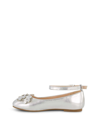 Jessica Simpson Women Little Girls' Amy Petal Ballet Flat in Silver