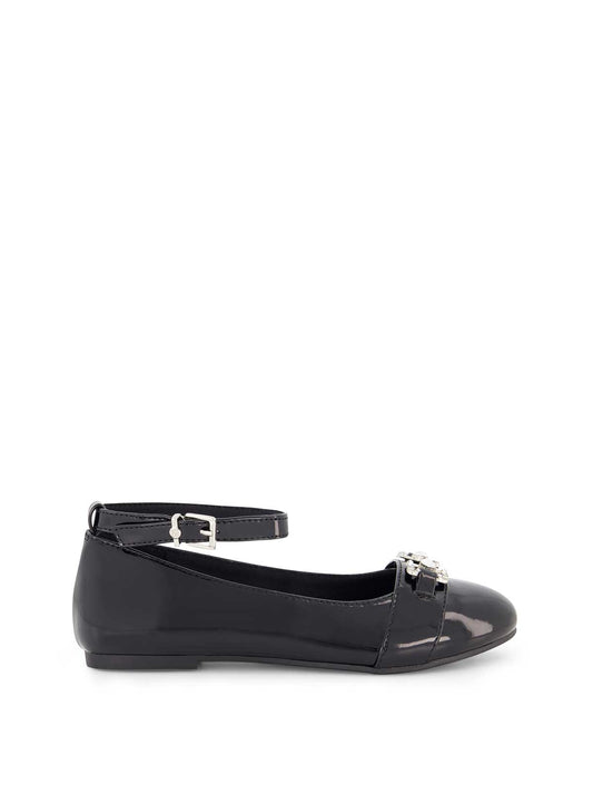 Jessica Simpson Women Little Girls' Amy Double Buckle Ballet Shoe in Black
