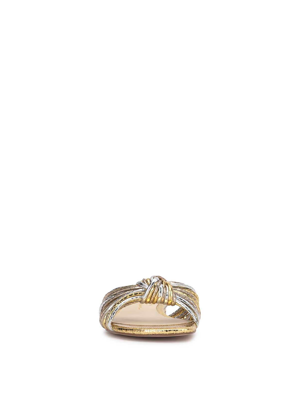 Jessica Simpson Women Dydra Knotted Flat Sandal in Silver & Gold