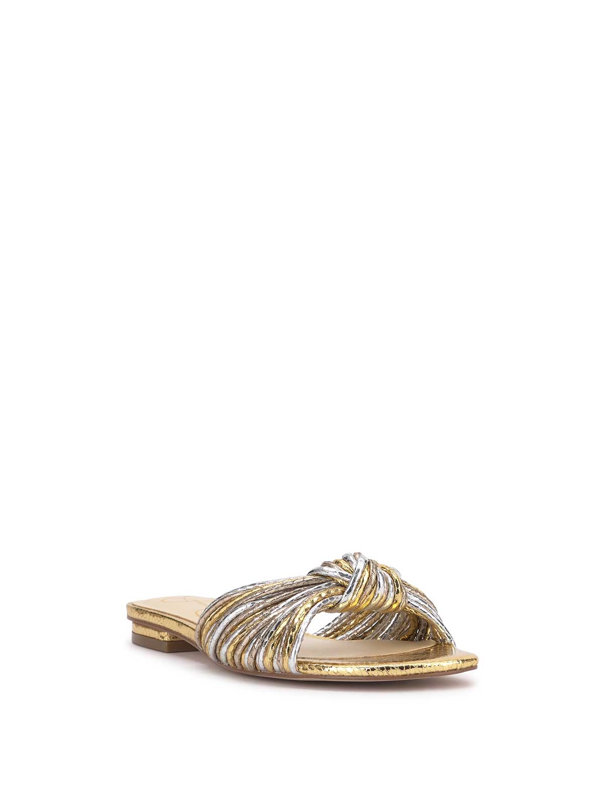 Jessica Simpson Women Dydra Knotted Flat Sandal in Silver & Gold
