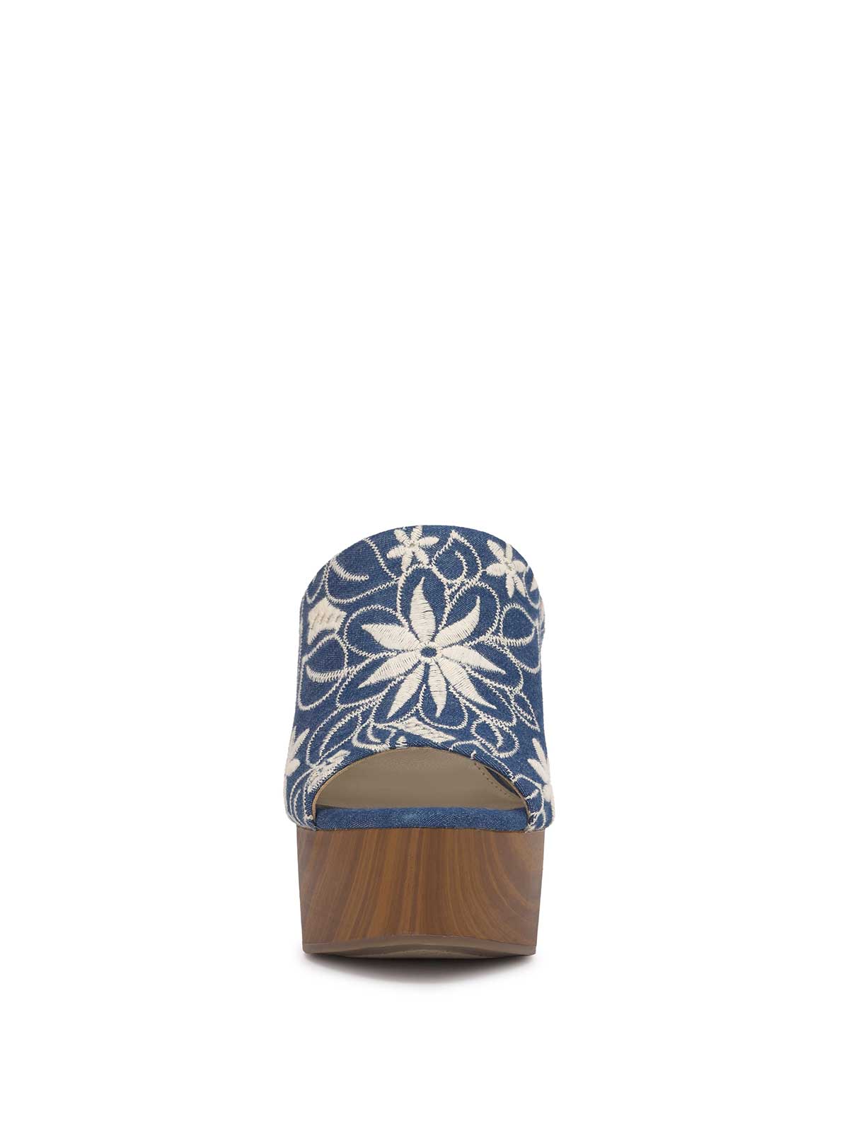 Jessica Simpson Women Shelbie Platform Slide in Floral Denim