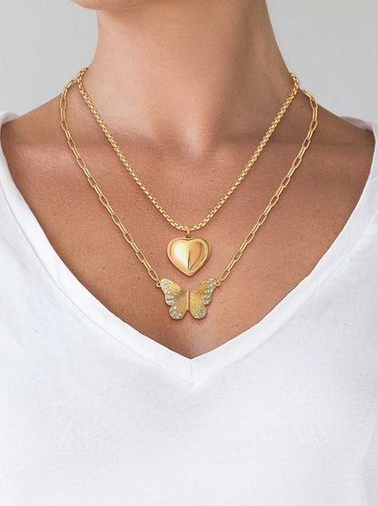 Jessica Simpson Accessories Butterfly Heart Layered Necklace