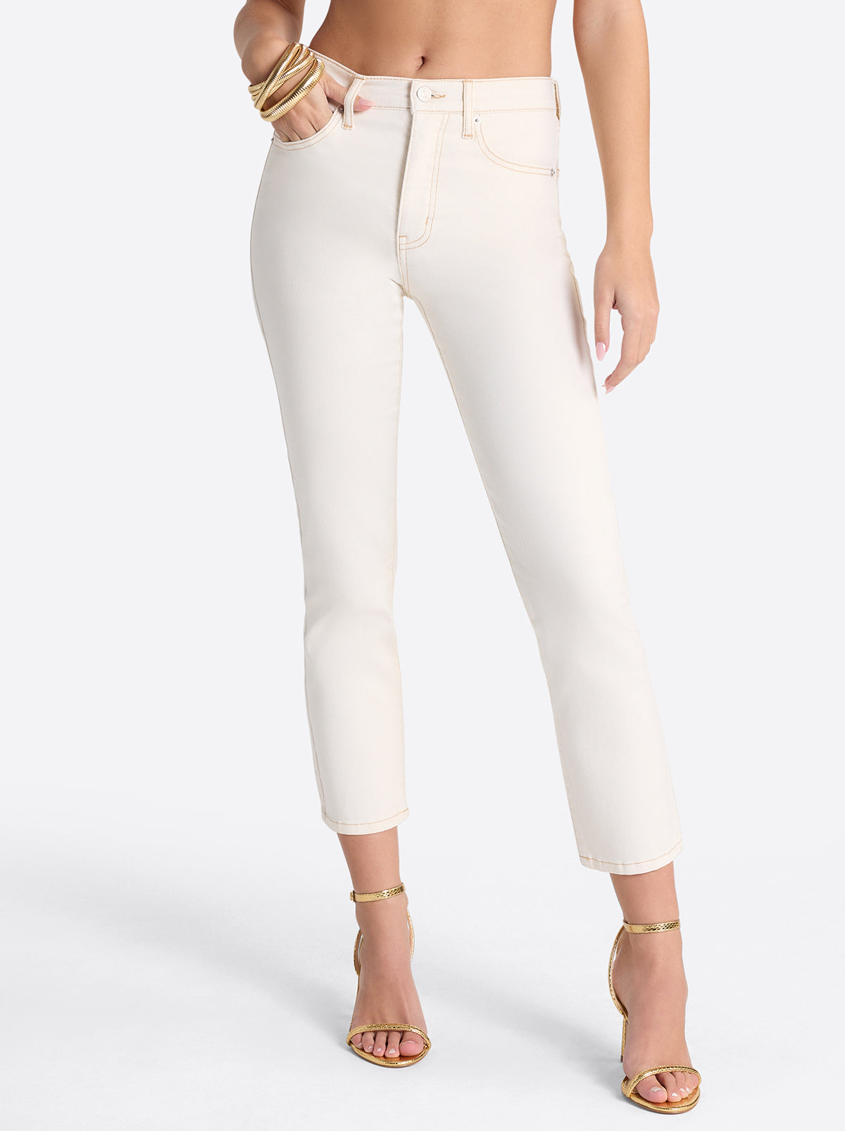 Jessica Simpson Women Harmony Straight High Rise Jeans in Ecru