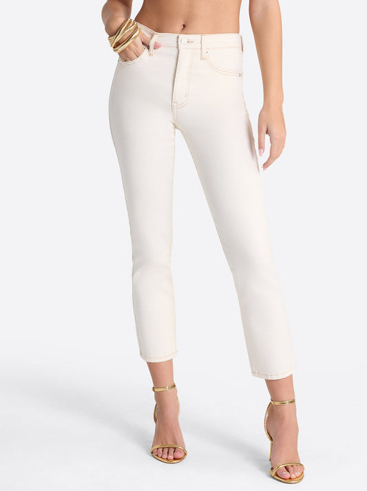 Jessica Simpson Women Harmony Straight High Rise Jeans in Ecru