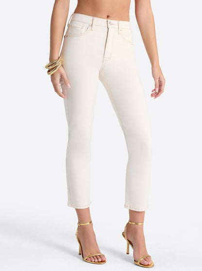 Jessica Simpson Women Harmony Straight High Rise Jeans in Ecru