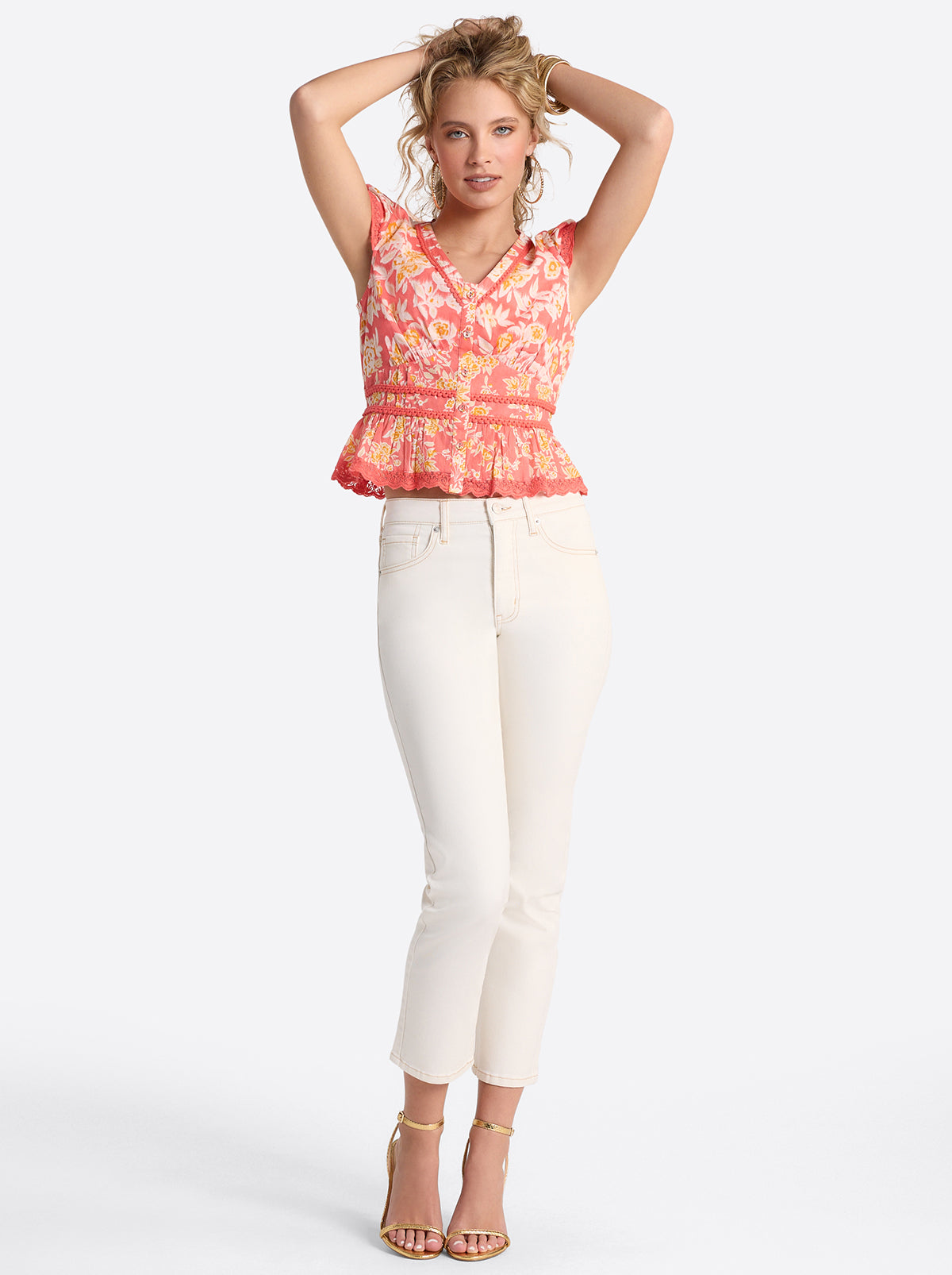 Jessica Simpson Women Harmony Straight High Rise Jeans in Ecru