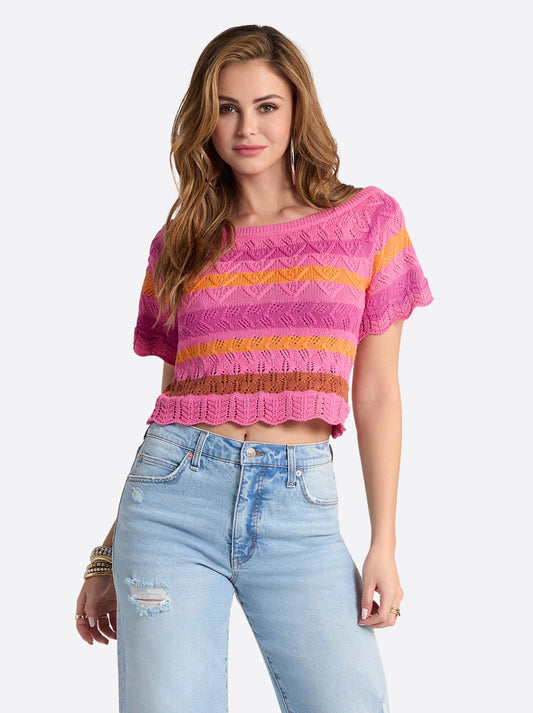 Jessica Simpson Women Edlyn Sweater in Rosebloom Combo