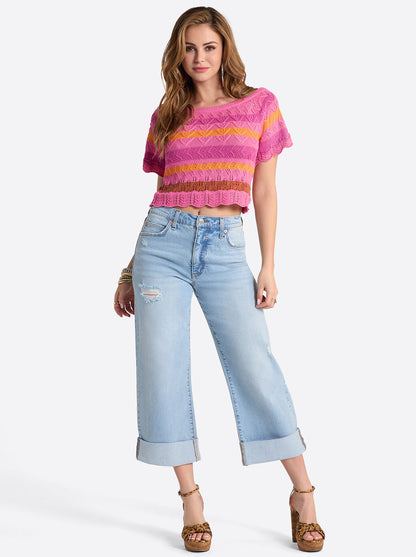 Jessica Simpson Women Edlyn Sweater in Rosebloom Combo