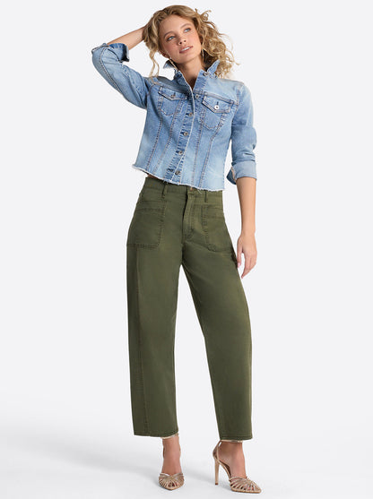 Jessica Simpson Women Relaxed Barrel Jeans in Forest Night