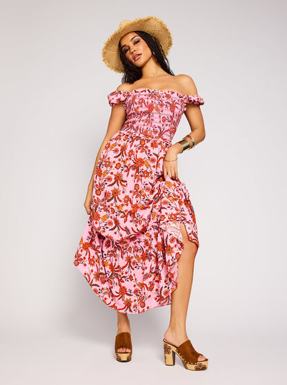 Jessica Simpson Women Clarice Maxi Dress in Rosebloom Wild Jacobeans