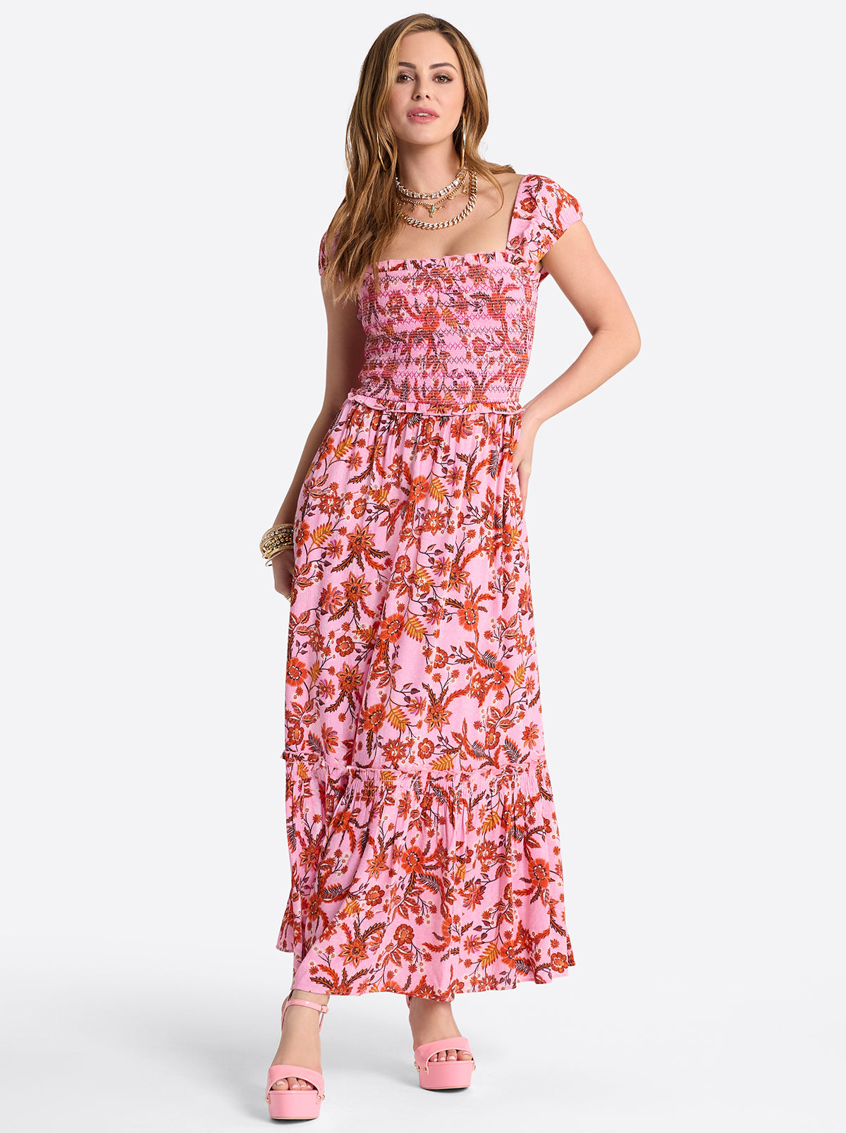 Jessica Simpson Women Clarice Maxi Dress in Rosebloom Wild Jacobeans