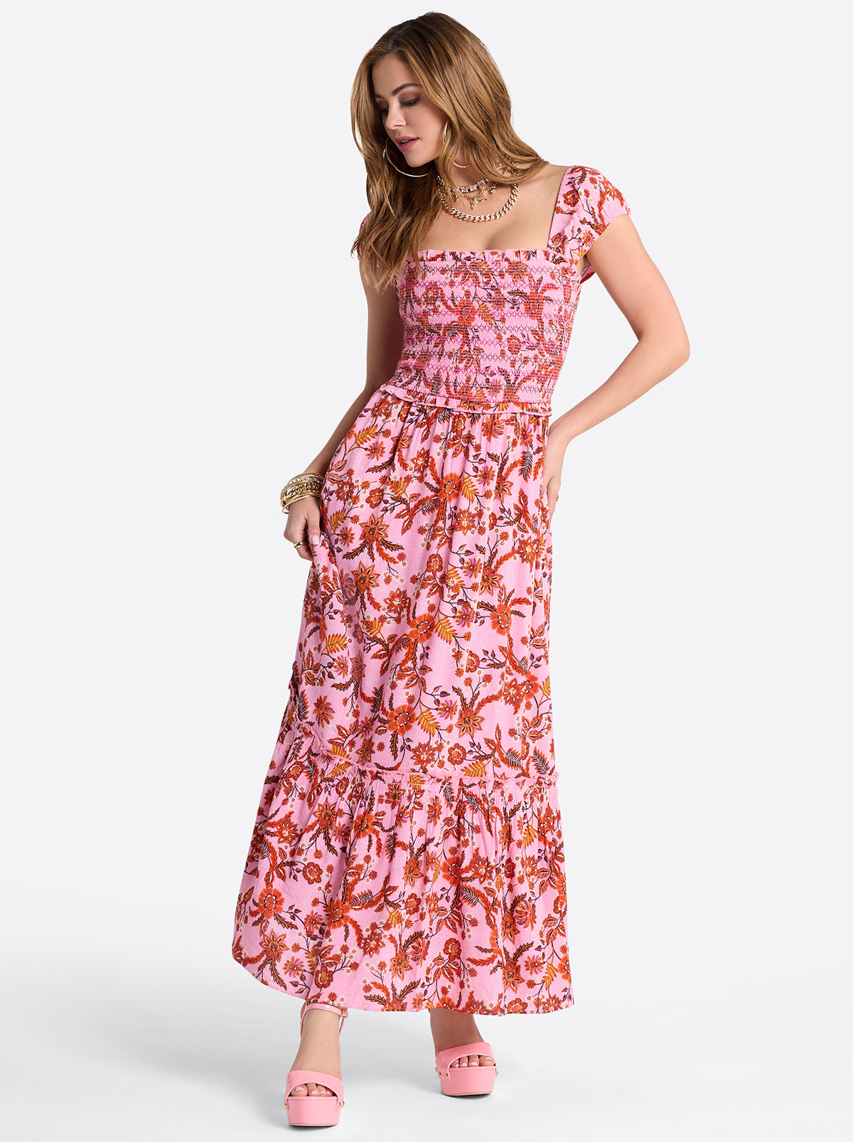 Jessica Simpson Women Clarice Maxi Dress in Rosebloom Wild Jacobeans