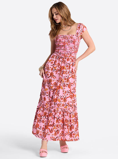 Jessica Simpson Women Clarice Maxi Dress in Rosebloom Wild Jacobeans