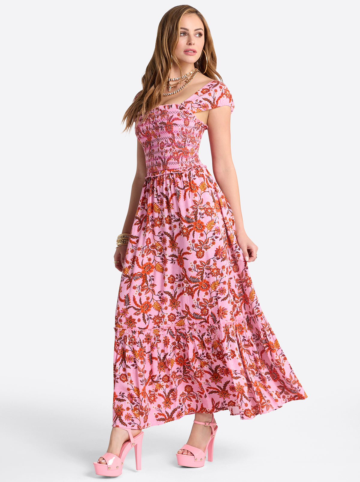 Jessica Simpson Women Clarice Maxi Dress in Rosebloom Wild Jacobeans