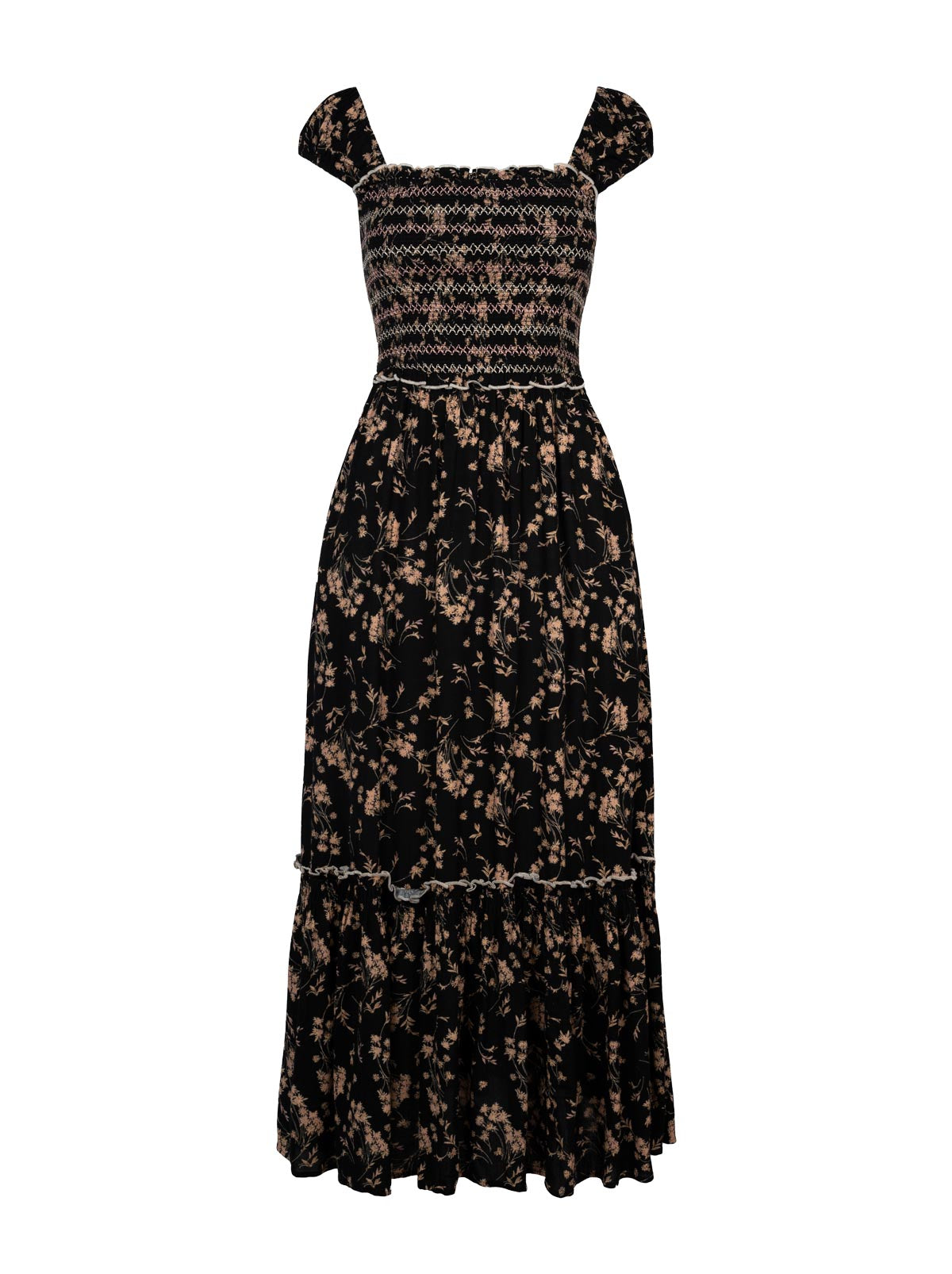 Jessica Simpson Women Clarice Maxi Dress in Obsidian Wispy Ditsies