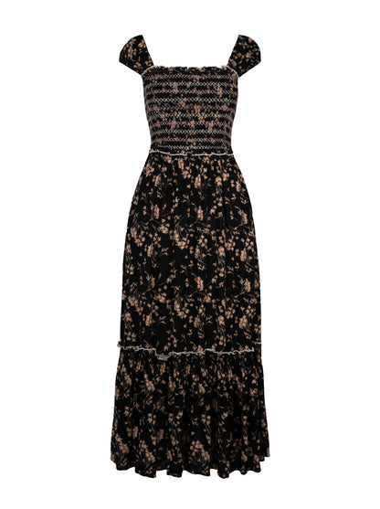 Jessica Simpson Women Clarice Maxi Dress in Obsidian Wispy Ditsies