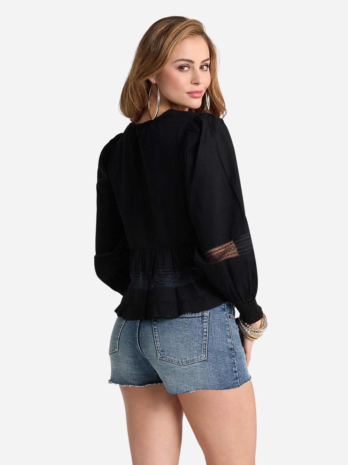 Jessica Simpson Women Elsie Babydoll Blouse in Black