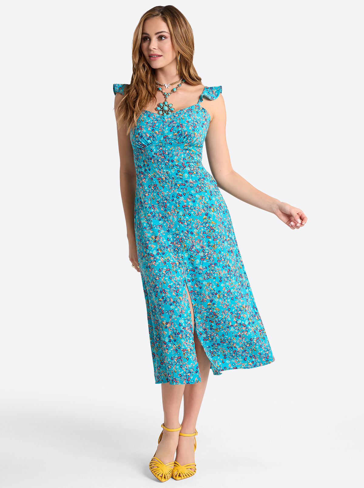 Jessica Simpson Women Sahira Dress in Tile Blue Acrylic Ditsy