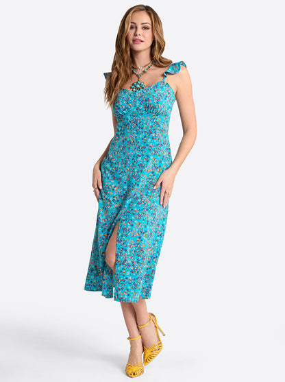 Jessica Simpson Women Sahira Dress in Tile Blue Acrylic Ditsy