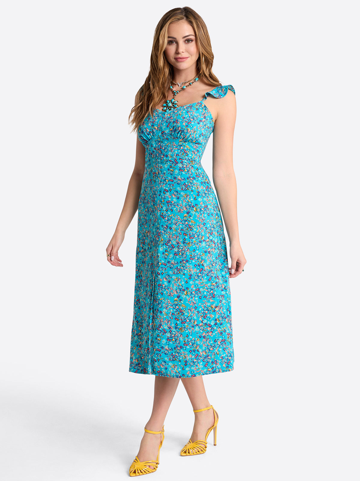 Jessica Simpson Women Sahira Dress in Tile Blue Acrylic Ditsy