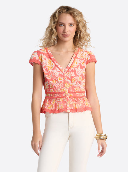 Jessica Simpson Women Alessia Blouse in Dubarry Prairie Clusters