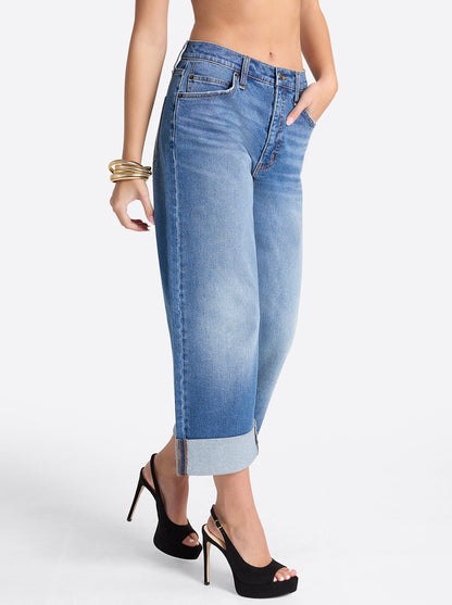 Jessica Simpson Women Valentine Wide Leg Boyfriend Jeans in High Road
