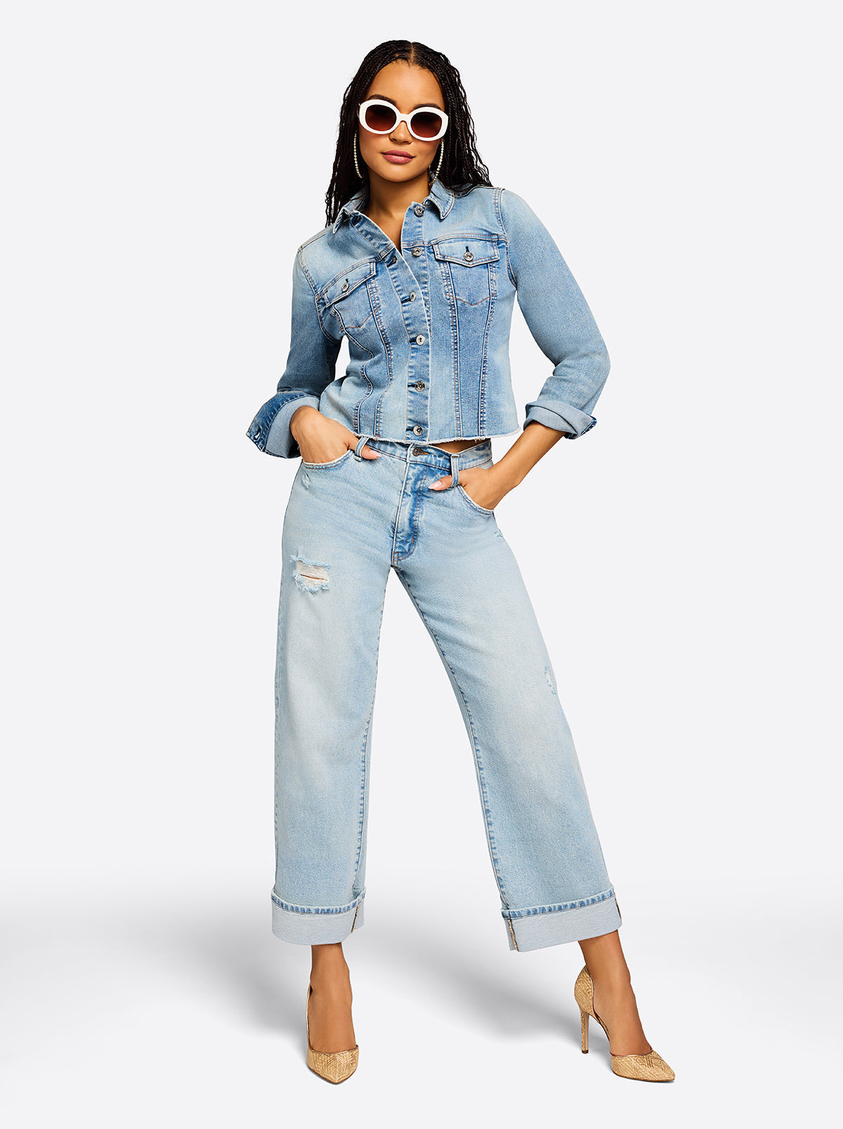 Jessica Simpson Women Valentine Wide Leg Boyfriend Jeans in Dearest