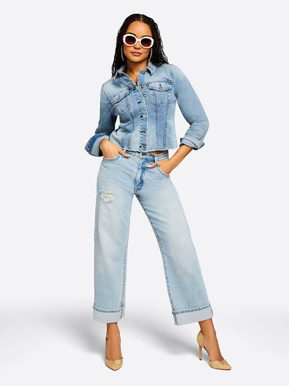 Jessica Simpson Women Valentine Wide Leg Boyfriend Jeans in Dearest