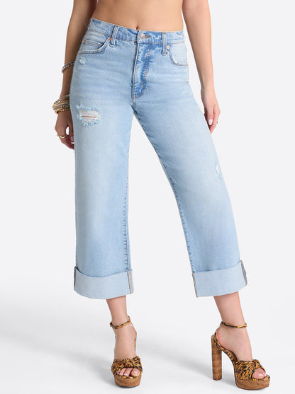 Jessica Simpson Women Valentine Wide Leg Boyfriend Jeans in Dearest