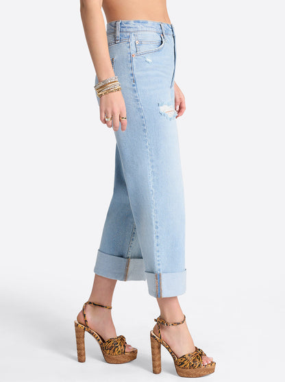 Jessica Simpson Women Valentine Wide Leg Boyfriend Jeans in Dearest