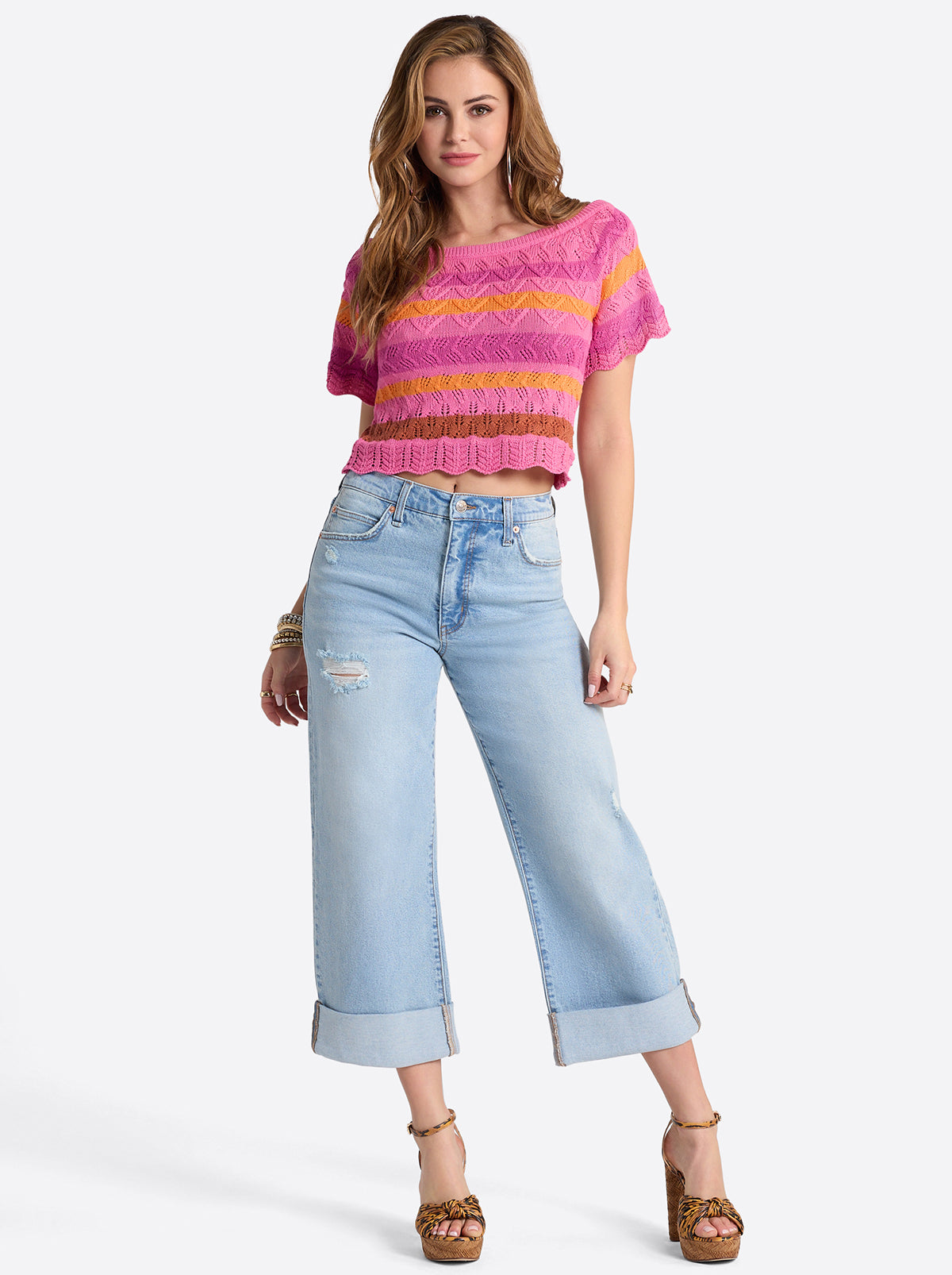 Jessica Simpson Women Valentine Wide Leg Boyfriend Jeans in Dearest
