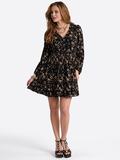 Jessica Simpson Women Yara Dress in Obsidian Wispy Ditsies