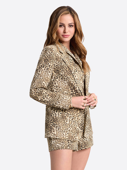 Jessica Simpson Women Kailani Blazer in Vanilla Ice Petite Leopard