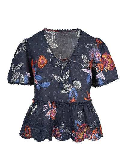 Jessica Simpson Women Raquelle Blouse in Polar Night Colorful Rio
