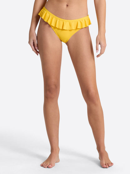 Jessica Simpson Women Solids Ruffle Bikini Bottom in Tangerine