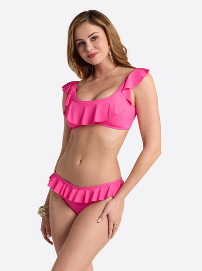Jessica Simpson Women Solids Ruffle Bralette in Hot Pink