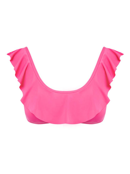 Jessica Simpson Women Solids Ruffle Bralette in Hot Pink