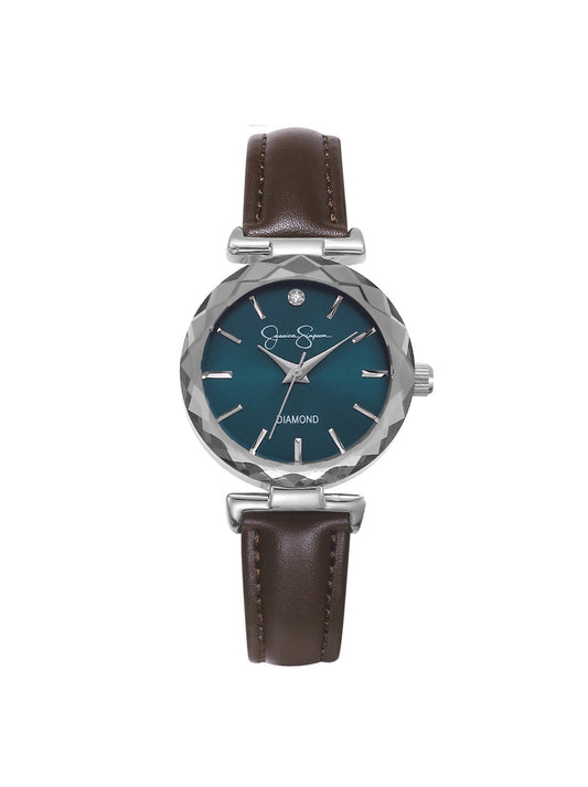 Jessica Simpson Accessories Circle Case Watch in Dark Brown